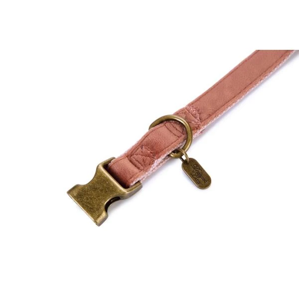 Halsband Hond 'Velura' Fluweel Roze 35-50 Cm - Designed By Lotte - Afbeelding 2